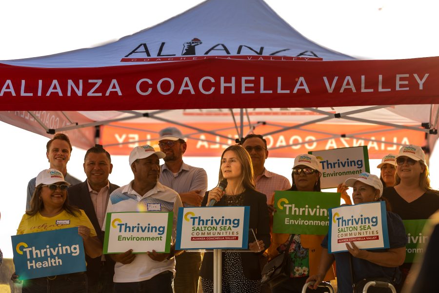 Silvia Paz and partners launch the Campaign for Thriving Salton Sea Communities on October 17, 2024 at the Salton Sea.